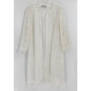 Dorinda Clark Cole Rose Collection White Lace Cardigan Women's Size 16